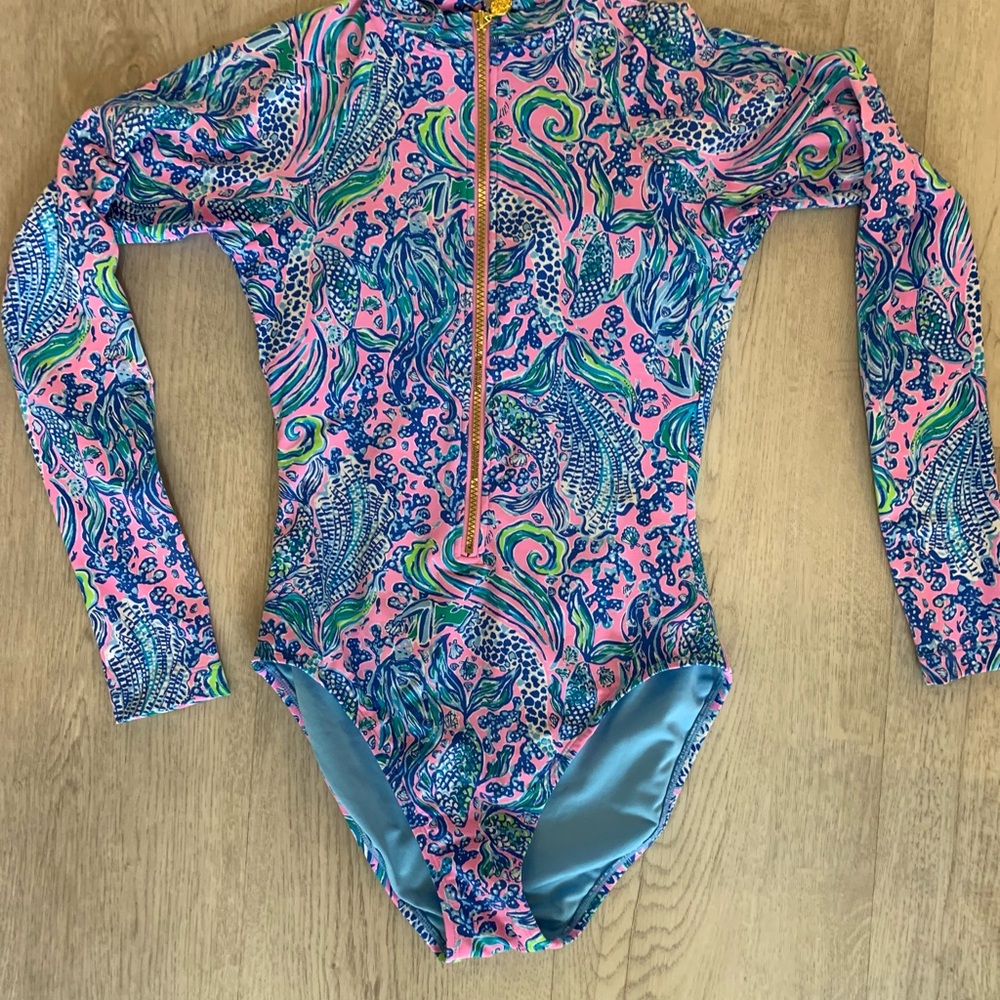 Lilly Pulitzer Vibrant Pink and Blue One Piece Swimsuit